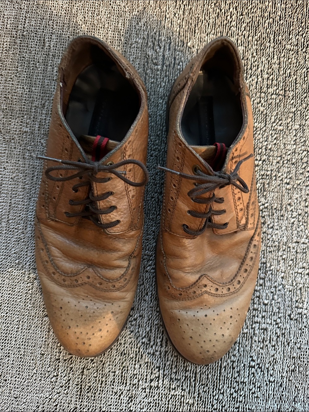 Tommy Hilfiger Brown Leather Wingtip Oxford Shoes